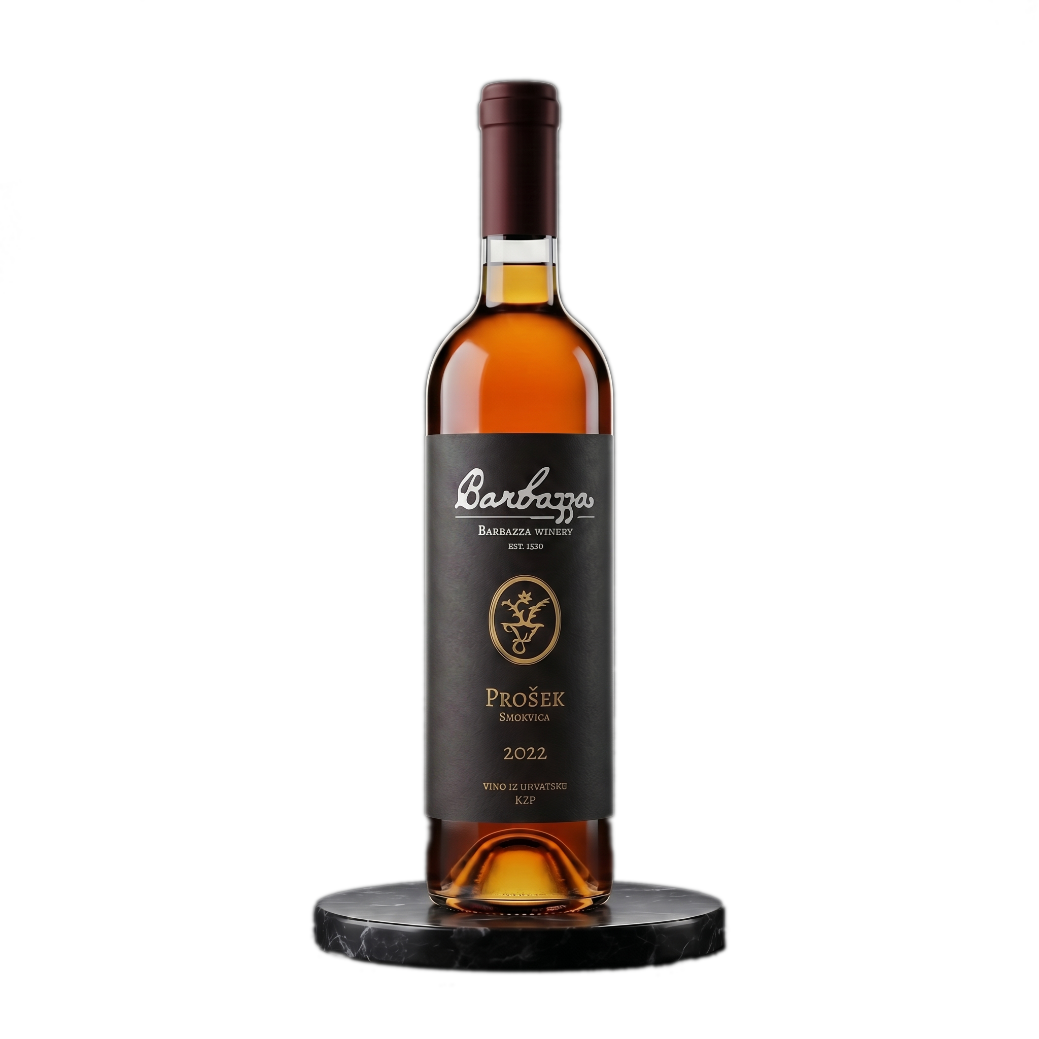 Prošek — the dessert wine, studio bottle shot