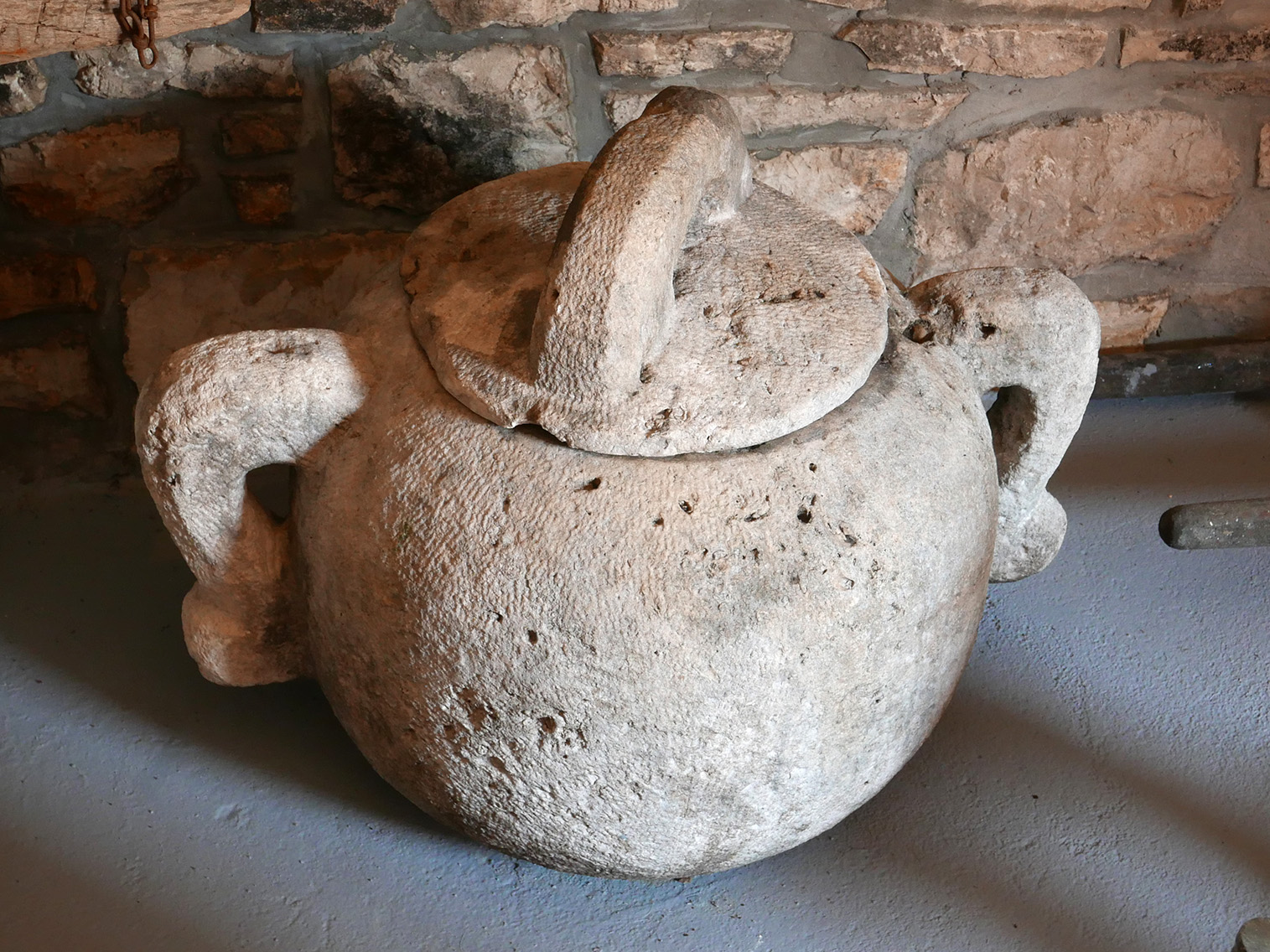 A stone vessel in the cellar corner