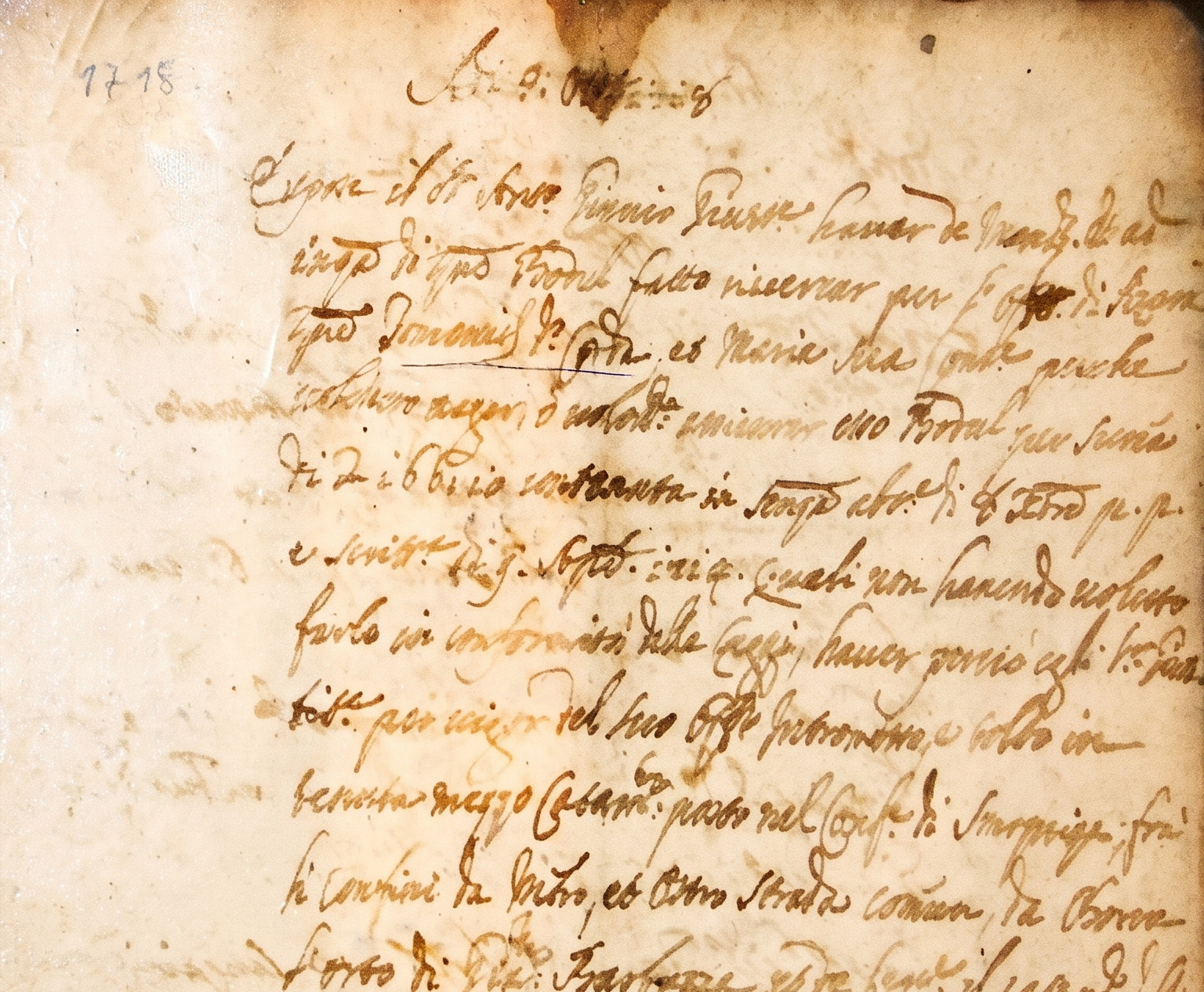 A page from a 1718 notarial register, two dated auction entries over land at Smokvica